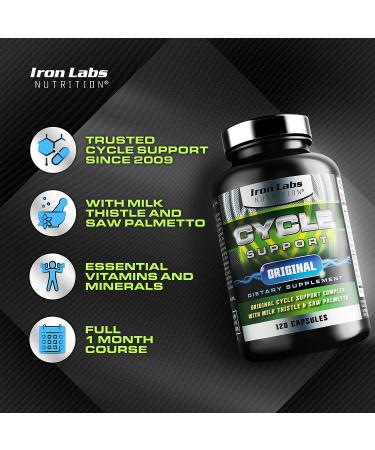 Iron Labs Nutrition Cycle Support - On Cycle Support Supplements for Men - 120 Capsules - Milk Thistle and Saw Palmetto - 1 Pack - Buy Online on GoSupps.com