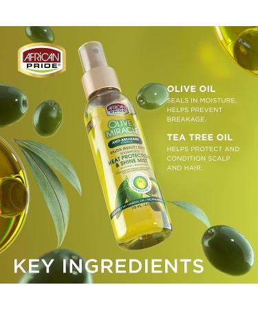 African Pride Olive Miracle Weightless Heat Protection & Hair Shine Mist Fights Humidity & Shields Against Heat Damage Enriched with Olive & Tea Tree Oils 4 oz - Buy Online on GoSupps.com