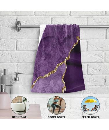 2 Pack Purple Gold Agate Pattern Towels - Perfect for Skincare, Kitchen, and Bath - Buy Online on GoSupps.com