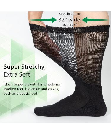 Extra Wide Diabetic & Medical Socks - 2 Pairs, Black 10-13 | Bariatric, Hospital, Walking Boot Replacement & Lymphedema Socks - Buy Online on GoSupps.com
