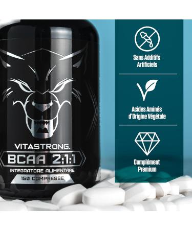 BCAA 2.1.1 Vitastrong Branched Amino Acids | L-Leucine L-Isoleucine L-Valine 100% Pure with Vitamin B6 | Pre & Post Workout Supplement - Buy Online on GoSupps.com