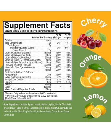 WELLNESS ESSENCE Kids Multivitamin Gummy - for Growing Health & Vitality | 2 Pack (180 Gummies Total) | Lemon Orange Cherry Flavors | Packed with Pantothenic Acid Folic Acid Zinc Iodine & Biotin - Buy Online on GoSupps.com