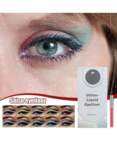 Shimmer Glitter Eyeshadow Quick Dry Colourful Pearl Liquid Eyeliner for Eye Beauty - Coloured Liquid Eyeliner Makeup Multifunctional Sparkling & Shimmer Eyes Makeup for Women Girls - Buy Online on GoSupps.com