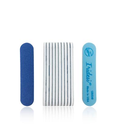 Iridesi Professional Mini Blue Finger Nail Files 120/240 Washable Emery Boards 3-1/2 Inches Long 12 Fingernail Files Per Pack 12 Count (Pack of 1)