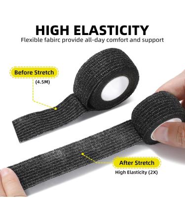Anjocare Self-Adhesive Bandage Wrap - 8 Pack Cohesive & Breathable First Aid for Sports Injuries Wrist Sprains & Pet Care (2.5cm x 4.5m) - Black - Buy Online on GoSupps.com