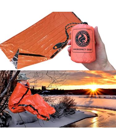 133 SUPPLY Emergency Sleeping Bags for Survival Thermal Blankets Survival Emergency Bivy Sack - Loud Whistle Paracord Waterproof Bag- Tactical Gear Survival Kits Hiking Gear Emergency Supplies Orange 1 Pack