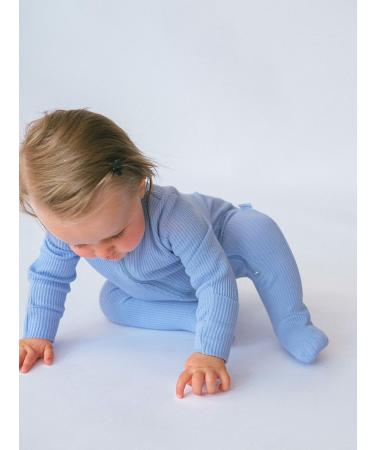 DreamBuy Ribbed Cotton Baby Sleepsuits 3-6 Months | Zip Up, Footed/Footless | Unisex Newborn Clothes in Powder Blue - Buy Online on GoSupps.com