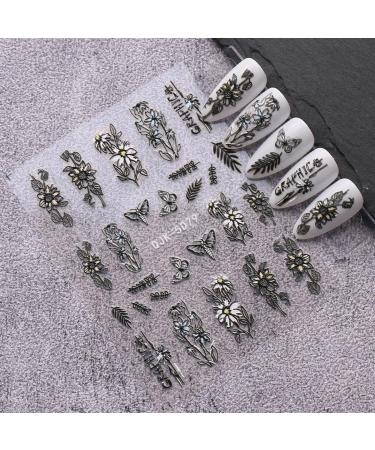 JMEOWIO 6 Sheets 3D Embossed Spring Flower Nail Art Stickers Decals Self-Adhesive 5D Colorful Summer Floral Nail Supplies Nail Art Design Decoration Accessories - Buy Online on GoSupps.com