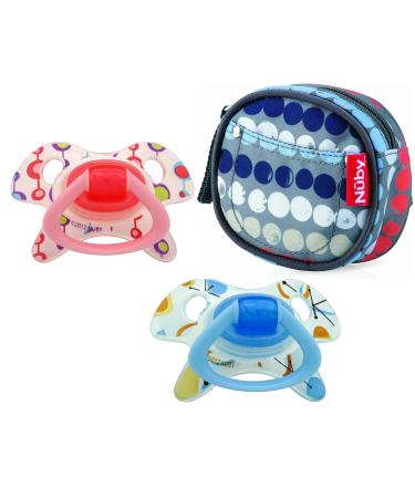 SRV Hub Geo Pacifier Silicone for Newborns Non-Toxic and BPA Free Pink / Blue Pink and Blue Pacifier with Boy Paci Bag