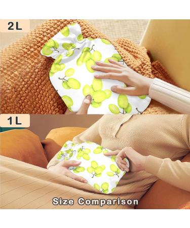 NAANLE 1L Transparent Heat Bottle with Watercolor Grapes | Hot Water Bottle for Bed Hand & Feet | Pain Relief & Heat Therapy - Buy Online on GoSupps.com