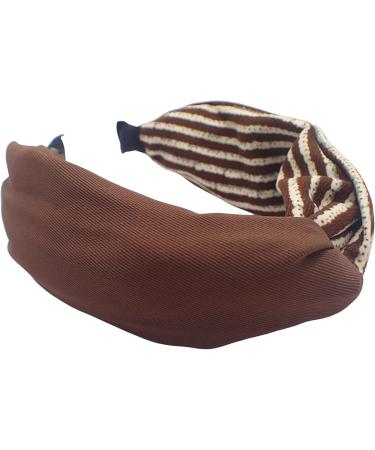 Topkids Accessories Striped Knot Alice Bands Adult Women Hair Accessories for Women Hair Bands for Women Thick Headband Womens Headbands Head Bands Adult Women Wide Headbands (Brown) - Buy Online on GoSupps.com