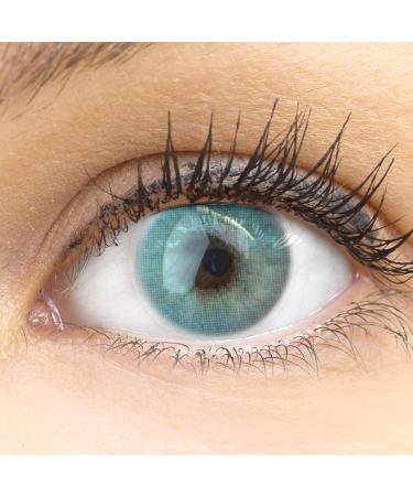 Glamlens Venice Blue blue + container |Very strongly covering natural blue contact lenses colored |Colored silicone hydrogel |1 pair (2 pieces) |Dia 14.00 |Without starch