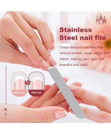 Scalewbin 6 Pieces Stainless Steel Nail File Double-Sided Diamond Nail File Metal Nail File Manicure File for Family and Travel - Buy Online on GoSupps.com