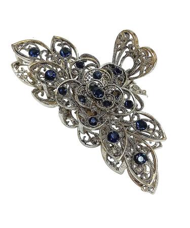 Vintage Style Hair Clips for Women & Girls - Large Rhinestone Alloy Hair Clips - Fashionable Retro Flower Design for Thick Hair (2PCs 6cm) - Buy Online on GoSupps.com