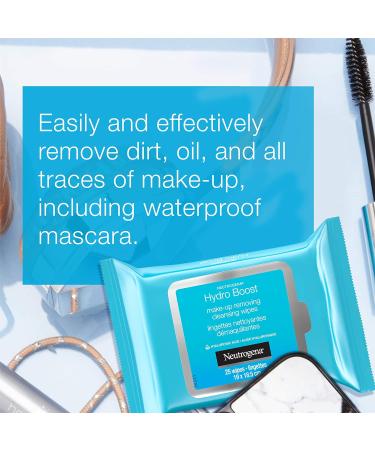Neutrogena Hydro boost make-up removing cleansing wipes made with hydrating hyaluronic acid 25 count - Buy Online on GoSupps.com