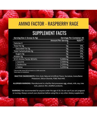 Nutrithority - BCAA Powder Post Workout Recovery Powder with BCAAs Amino Acids L-Isoleucine L-Leucine and L-Valine Improve Muscle Recovery and Hydration Sugar Free (Raspberry Rage) (30 Servings) - Buy Online on GoSupps.com