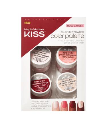 KISS Salon Dip Color System Powder Palettes Set Rose Garden' 4 Acrylic Strength Dip Powders: Nude Pink Red & Gold 4 Pack