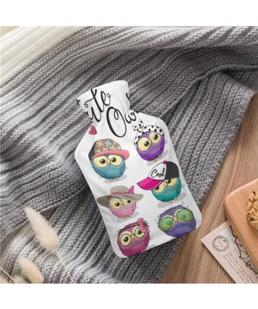 Hot Water Bottle with Lid - Owl Pattern Rubber Hot Water Bag for Pain Relief Cramps & Foot Warmer | Hot & Cold Therapy - Buy Online on GoSupps.com