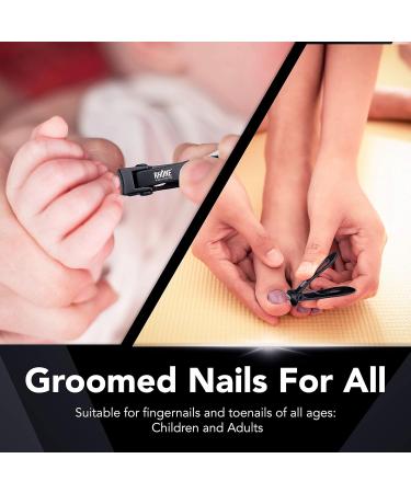 Nail Clippers - 420J2 Surgical Grade Japanese Steel Extra Wide Jaw | Professional Sharp Curved Nail Clipper for Thick Fingernails & Toenails | Manicure & Pedicure Tool in Black - Buy Online on GoSupps.com