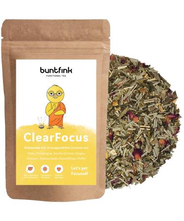 Buntfink Loose Mate Tea mix with green tea Sencha lemongrass ginkgo ClearFocus herbal tea mixture with natural caffeine focus tea concentration 60 g without additives and flavors