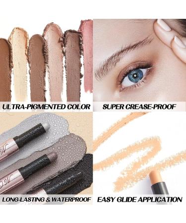 FOCALLURE No Crease Creamy Eyeshadow Stick - Matte & Shimmer Pencil with Built-in Smudger | Waterproof and Smudge-proof - LUNAE LUMEN 31 - Buy Online on GoSupps.com