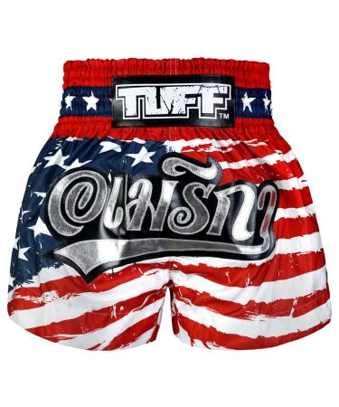 Tuff Sport Muay Thai Shorts Boxing Shorts MMA Kickboxing Traditional Styles Nation Shorts Medium Tuf-ms664-red