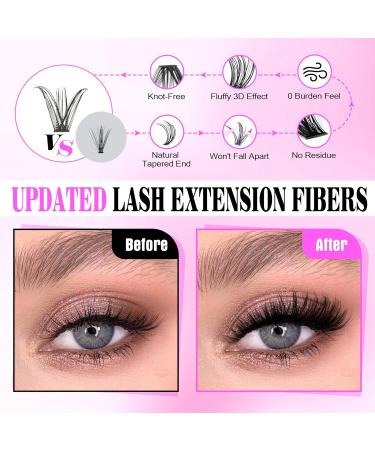 wiwoseo Russian Cluster Lashes Kit DIY Eyelash Extension Kit Individual Lashes Kit with Lash Bond and Seal and Lash Applicator Tool for Self Application at Home (0.07d 9-16mm 30p+40p) G-cluster lashes kit 9-16MM-i - Buy Online on GoSupps.com
