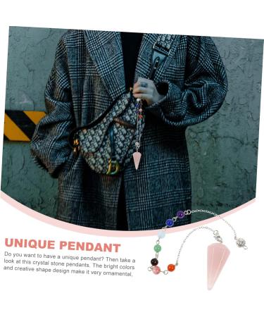 Anneome Hexagonal Cone Pendant Beads Necklace Charm Necklace Prism Crystal Taper Pendant Turquoise Window Pink 26x1.9cm - Buy Online on GoSupps.com