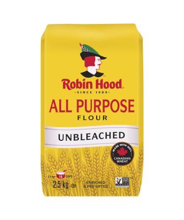 Robin Hood Unbleached All Purpose Flour 2.5kg Made with 100% Canadian Wheat 2.5 kg (Pack of 1) UNBLEACHED