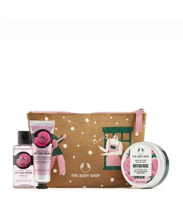 The Body Shop Bloom & Glow British Rose Mini Gift Set  Vegan Formula with Rose  Hydrating & Rejuvenating Skincare for All Skin Types  Floral  3 Items Floral British Rose 3 Piece Set