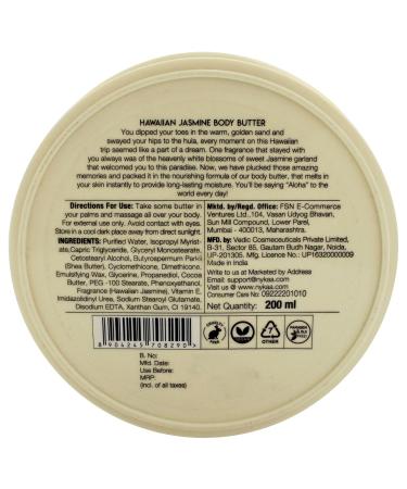 Nykaa Naturals Wanderlust Body Butter - Hawaiian Jasmine - Vegan Cruelty-Free - Enriched with Shea Cocoa Butter & Almond Oil - 6.7 oz - International Shipping Available - Buy Online on GoSupps.com