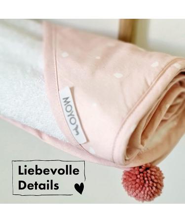 Moyo Hooded Towel for Toddlers & Babies - White-Ros 75x75cm | 100% Cotton Bathing Poncho | Washable Baby Bath Towel with Hood - Buy Online on GoSupps.com