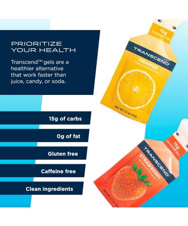 Transcend Foods Strawberry & Orange Gels - Fast-Acting Carb Gel Caffeine & Gluten Free 10 Pack (1.1 oz - Buy Online on GoSupps.com