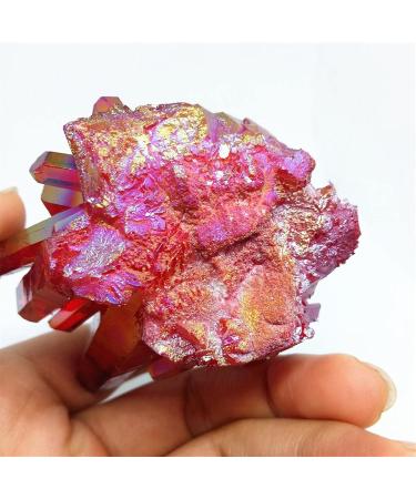 Room Decoration 145g Natural red Quartz Cluster Beautiful red Aura Angel Crystal Cluster Reiki Titanium Coating Cluster yuebang - Buy Online on GoSupps.com