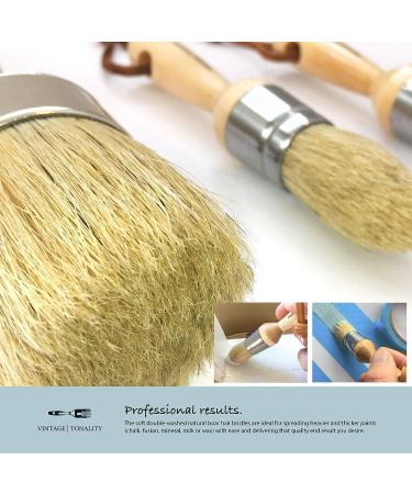 Vintage Tonality Chalked Paint Brush Set - 3 Brushes with Natural Boar Hair Bristles for Furniture, Clear Wax, Stencil & Milk Paint - Buy Online on GoSupps.com