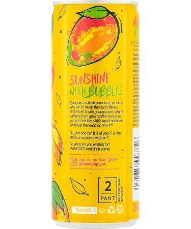 Mango GO! - The Mango Natural Energy Drink - 12 x 250ml - Vegan - New - Plant-Based - Natural Energy - Natural Caffeine Drink - Healthy Energy Drink - Pick ME UP Before You GO GO! - Buy Online on GoSupps.com