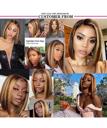 MILLYSHINE Omber Honey Blonde Bob Wig 12 Inch | 13x4 Frontal Lace Human Hair Wig - Buy Online on GoSupps.com