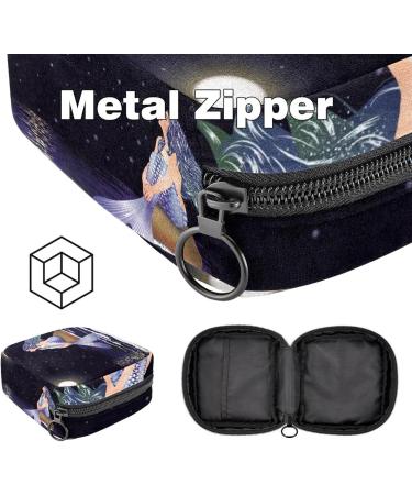 Menstrual Pad Bag with Zipper | Stylish Tampon Pouch for Women & Girls - Night Mermaid Design - Buy Online on GoSupps.com