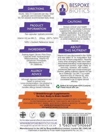 Vitamin K2 MK7-120 Easy Swallow Capsules by Nooropower | Vegan Formula for Bone Health | Supports Protein Synthesis | UK Made | Non-GMO - Buy Online on GoSupps.com