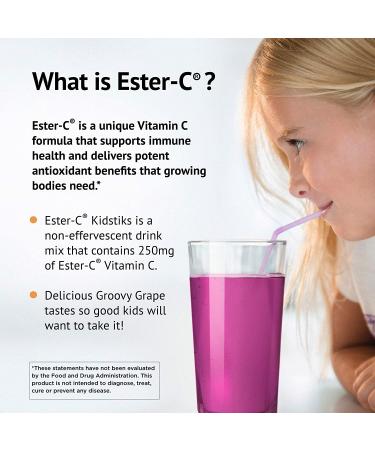 Ester-Cآ® 250 mg Kidstiks - Groovy Grape Flavor, 30 Powder Sticks (6.5g each) - Buy Online on GoSupps.com
