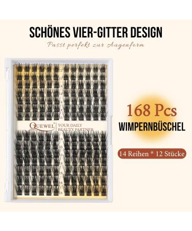 Cluster Lashes Quewel - 168 Piece C Curl Mix Eyelash Extensions (12-18mm) - Soft & Light Volume False Eyelashes for Home Use - Qu33-D-Mix - Buy Online on GoSupps.com