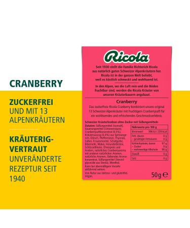 Ricola Cranberry Herbal Candies 50g Sugar-Free Vegan Swiss Treats with 13 Alpine Herbs - Buy Online on GoSupps.com