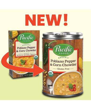 Organic Poblano Pepper & Corn Chowder - 16.3 oz - Vegetarian Soup by Pacific Foods - Buy Online on GoSupps.com