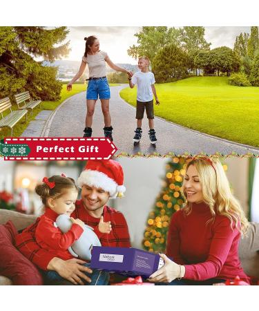 Nattork Kids Inline Skates with Light Up Wheels | Adjustable Outdoor Roller Skates for Boys and Girls | Safe & Durable Blades | Purple Pink Black Blue Black | Large-Youth (5-8 US) - Buy Online on GoSupps.com