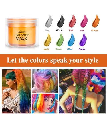 Magic Master Keratin Hair Color Wax - Temporary Instant Colored Clay for Men and Women (Orange) - Perfect for Party, Festival, Cosplay - Buy Online on GoSupps.com