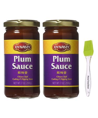 Dynasty Plum Sauce 7 oz (2 pack) Bundle with PrimeTime Direct Silicone Basting Brush in a PTD Sealed Bag