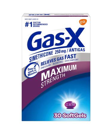 Gas-X Maximum Strength Gas Relief Softgels with Simethicone 250 mg - 30 Count - Buy Online on GoSupps.com