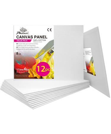 PHOENIX Painting Canvas Panels 11x14 Inch 12 Value Pack - 8 Oz Triple Primed 100% Cotton Acid Free Canvases for Painting White Blank Flat Canvas Boards for Acrylic Oil Watercolor & Tempera Paints White 11 x 14 - Buy Online on GoSupps.com