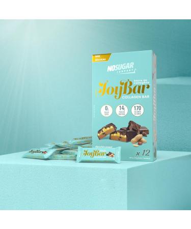 No Sugar Joybar Collagen Bar - Chocolate Peanut Butter - 0g Sugar 14g Protein - Nourish Inside & Out - Low Calorie High Protein Snack - Supports Skin Hair Nails & Joint Health - 12 Pack - Buy Online on GoSupps.com