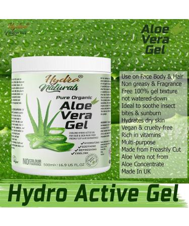 Organic Aloe Vera Gel 500ml - Face, Body, Hair, Sunburn Relief - Hydrating, Cooling, Refreshing - Vegan & Cruelty-Free - Buy Online on GoSupps.com